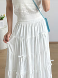 Gelaagde maxi-rok met elastische taille en strikdetail