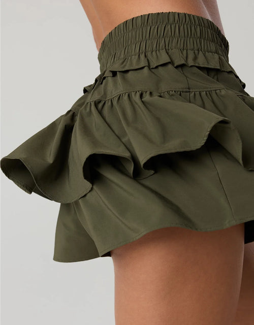Gelaagde ruffle-skort met ingebouwde short en zakken