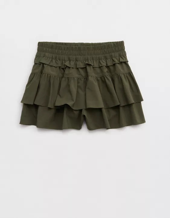 Gelaagde ruffle-skort met ingebouwde short en zakken